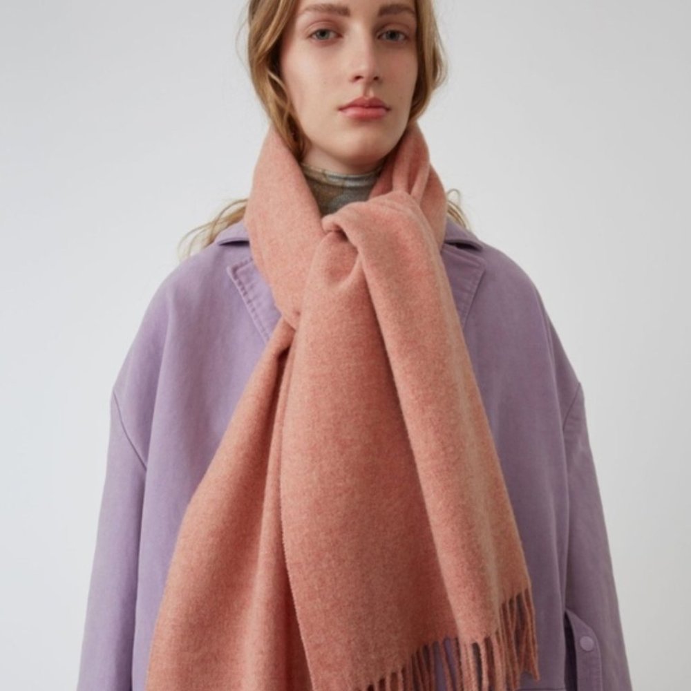 ACNE STUDIOS Fringed Scarf, Antique Rose Melange